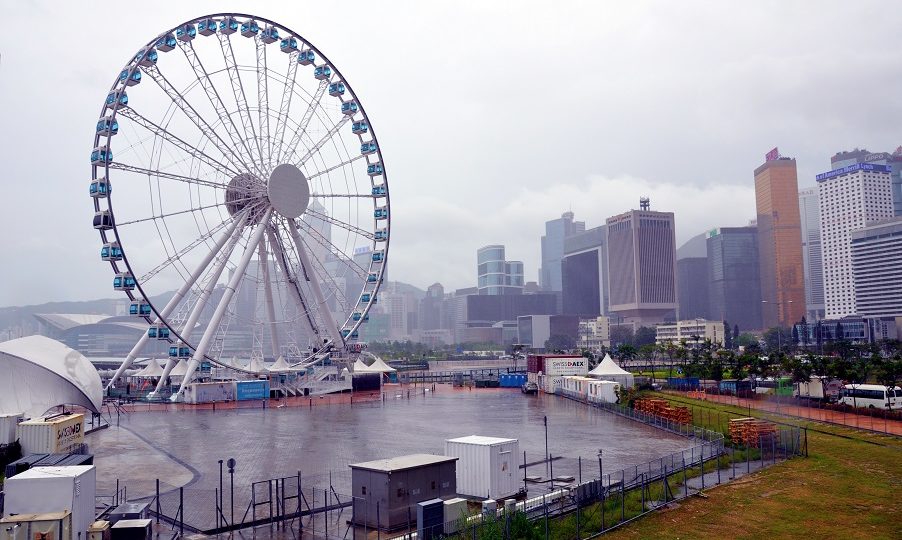 It remains unknown when the Hong Kong Observation Wheel at the Central Harbourfront will be reopen. Photo: Rafiaa Rumjahn/Coconuts Media