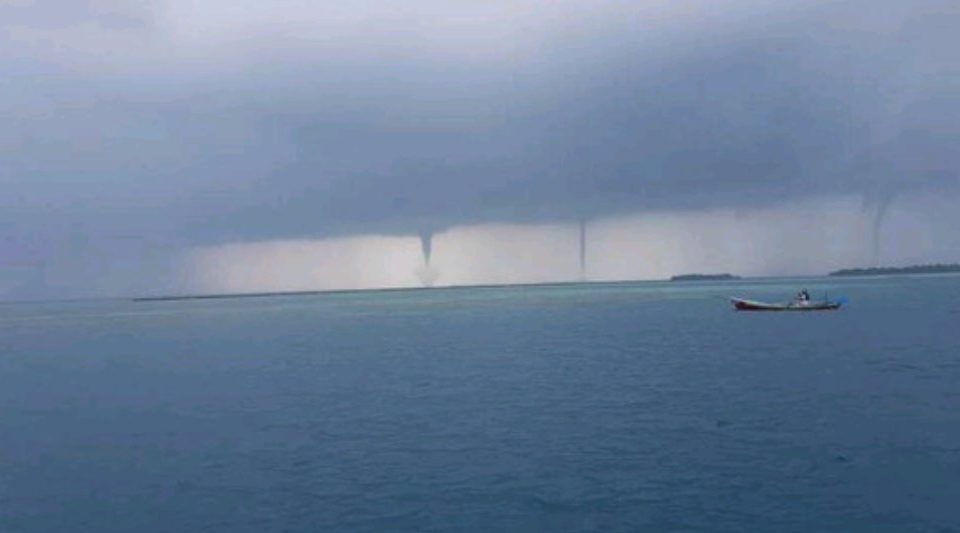 Three waterspout tornadoes appeared in Jakarta’s Pulau Seribu subdistrict on Monday, Oct 24, 2017. Photo: Sutopo Purwo Nugroho‏ (@Sutopo_BNPB) / Twitter