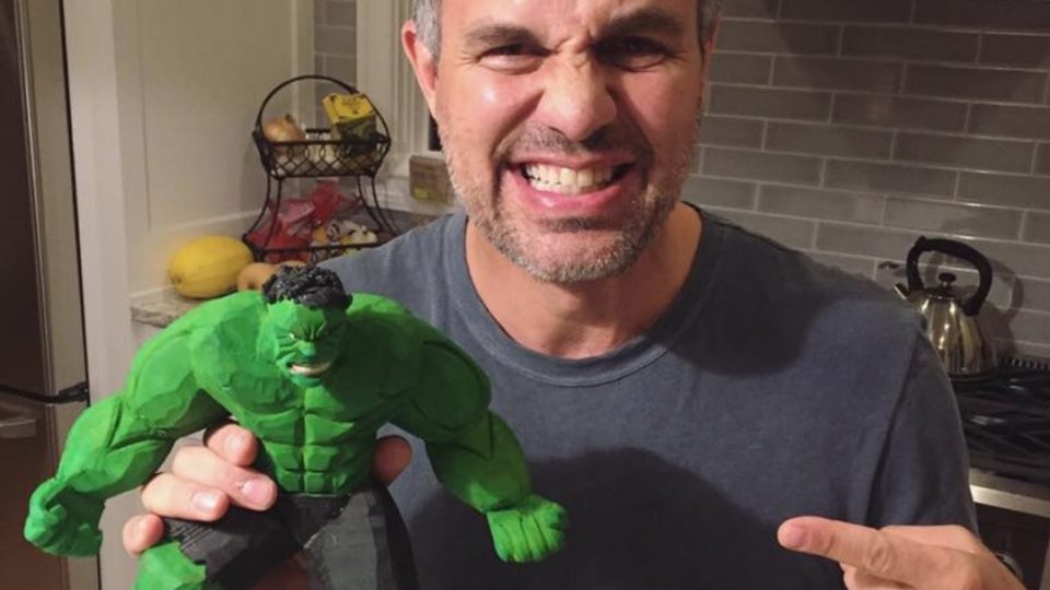 ‘The Avengers’ star Mark Ruffalo shows off Elmer Padilla’s Hulk action figure made from discarded slippers. PHOTO: Facebook/Mark Ruffalo