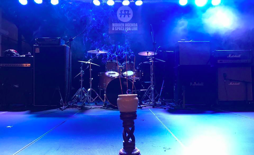 A pot of incense on the stage at Hidden Agenda in Kwun Tong. Photo: Hidden Agenda via Facebook