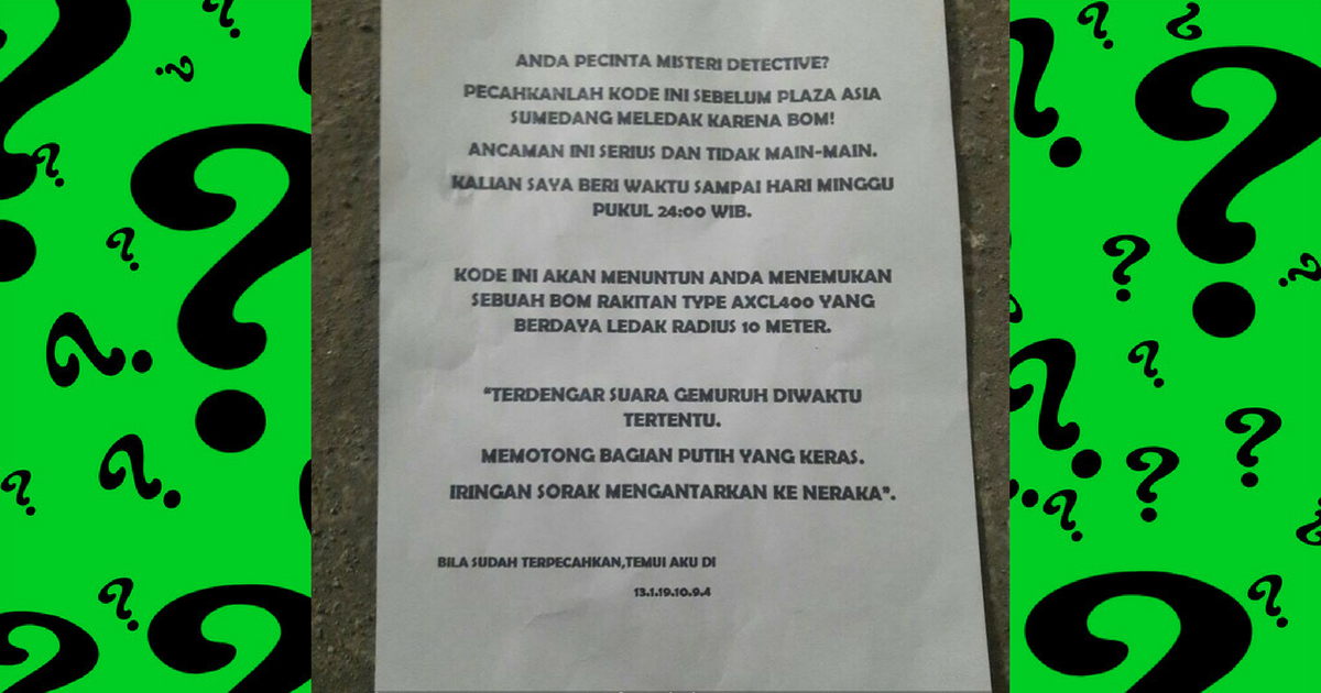 Mall in Indonesia terrorized with Riddler-like fake bomb threat in the ...