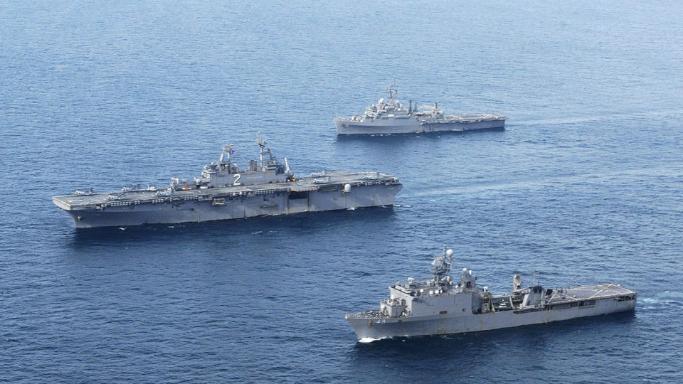 American ships wait in international waters off the coast of Myanmar to provide humanitarian aid in the wake of Cyclone Nargis in May 2008. Photo: Wikimedia Commons / Navy Media Content Services