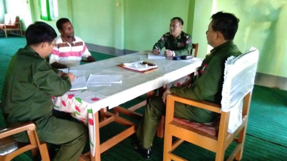 The military Investigation Team interviews a resident of northern Rakhine State. Photo: Office of the Commander-in-Chief