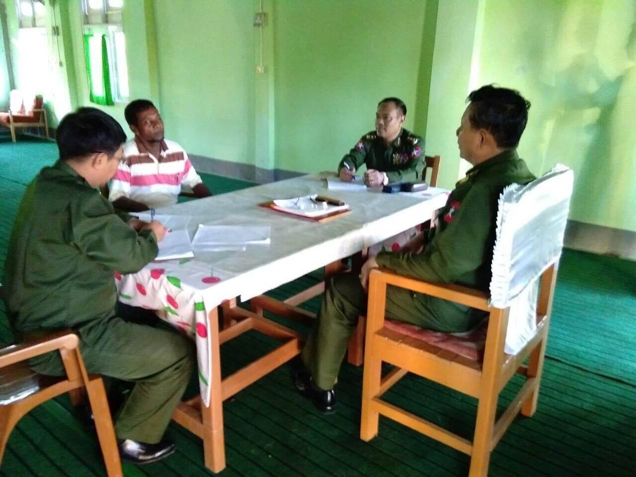 The military Investigation Team interviews a resident of northern Rakhine State. Photo: Office of the Commander-in-Chief