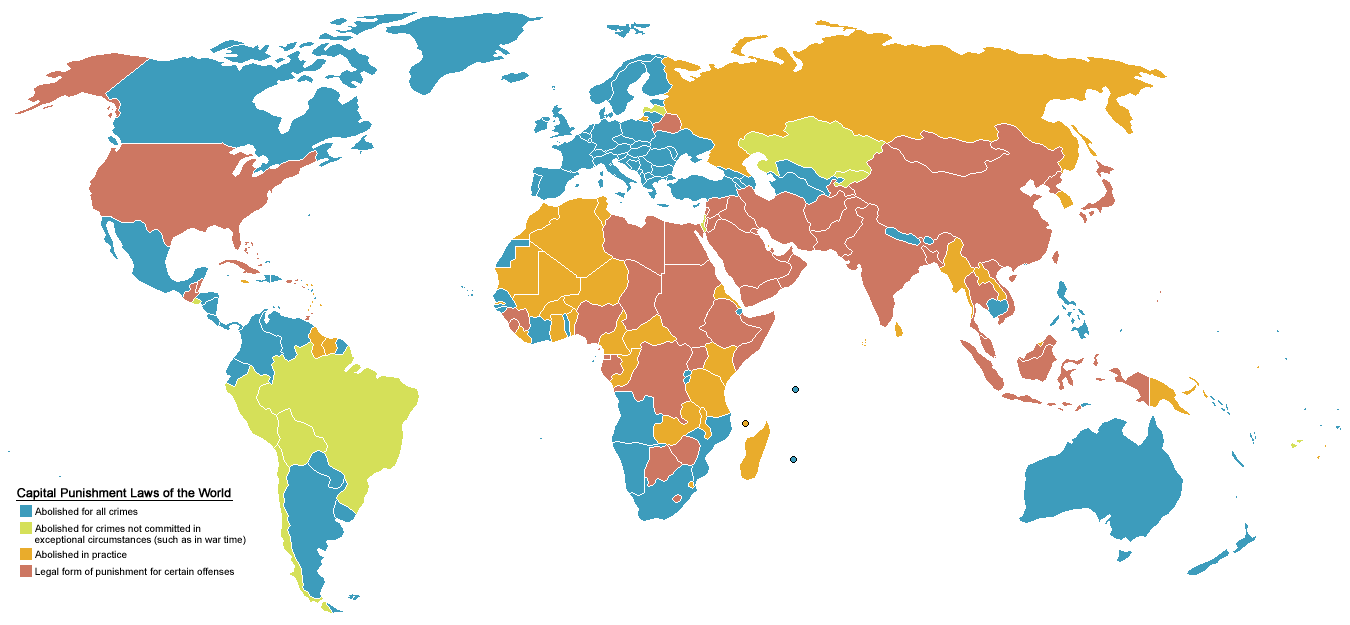 Orange countries have abolished the death penalty “in practice.”