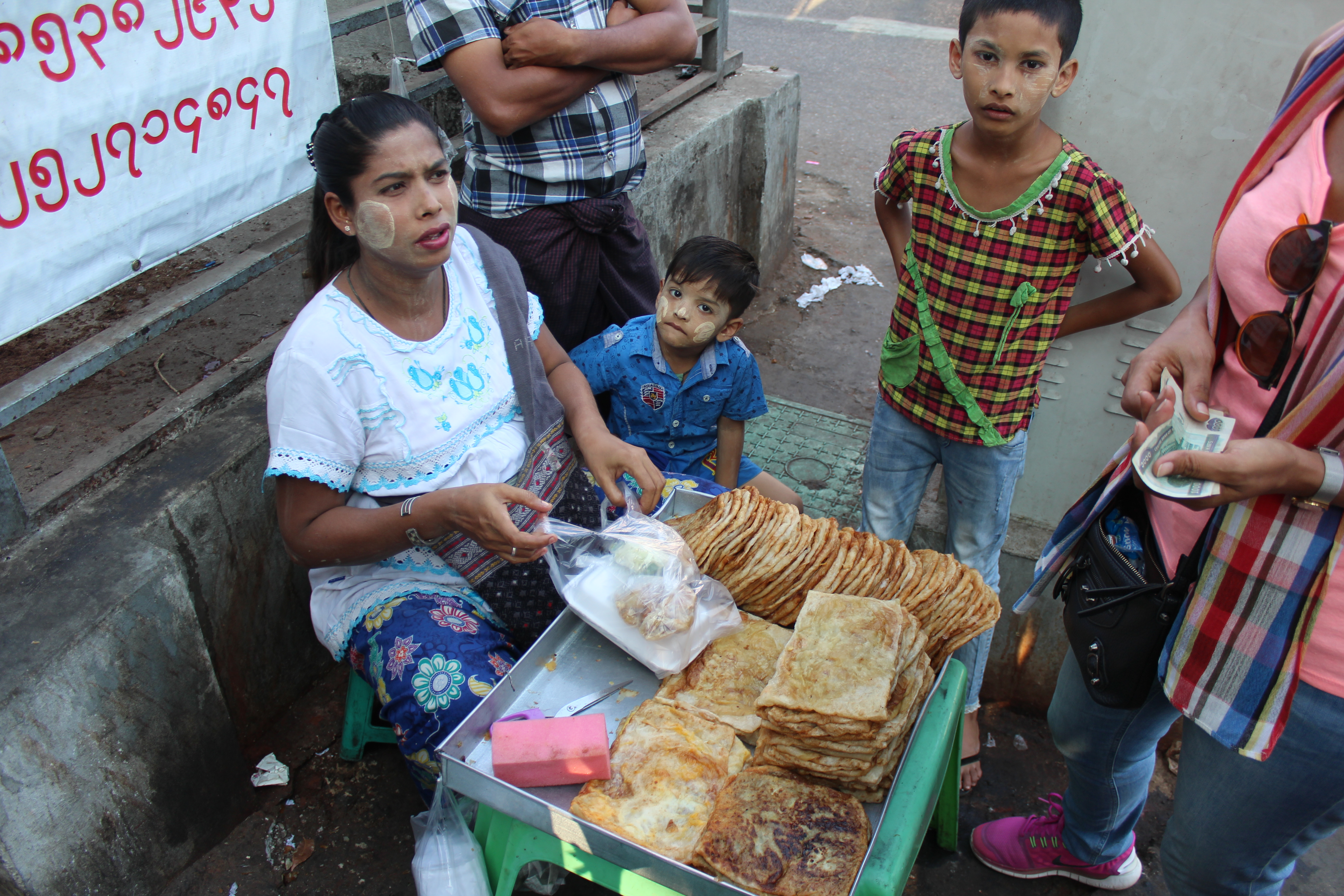 A street vendor on Shwebontha Street, downtown Yangon.