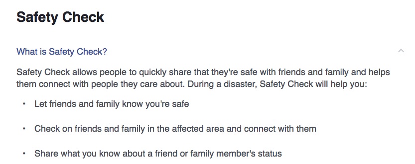 Facebook Safety Check