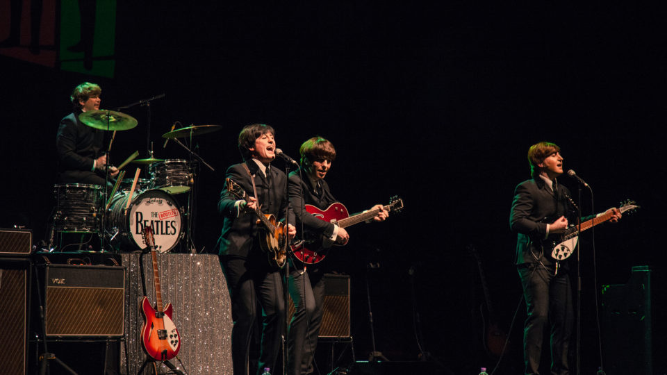 The Bootleg Beatles performing at The Victoria Hall, Stoke-on-Trent,, UK. Saturday 8th April 2017