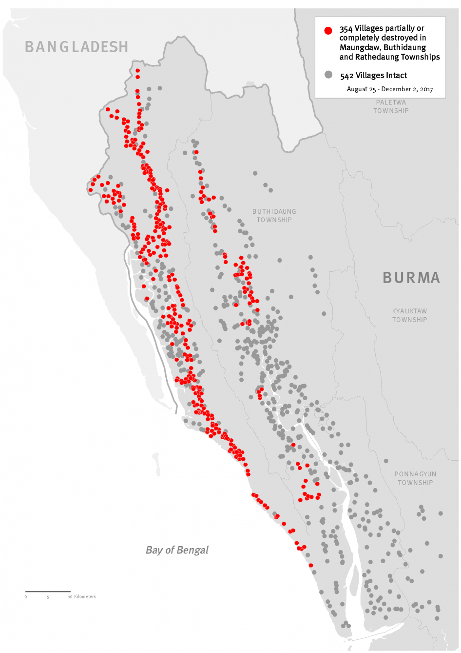map of destruction of Rohingya villages