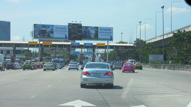 A file photo of toll booths in Bangkok. Photo: David McKelvey/ Flickr