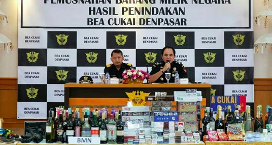 Denpasar Customs shows off their haul on Dec. 20, 2017. Photo: Bea Cukai Denpasar