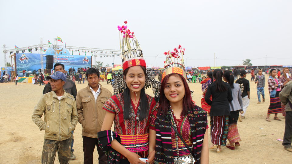 Women attend a Chin National Day festival in Falam, Chin State.