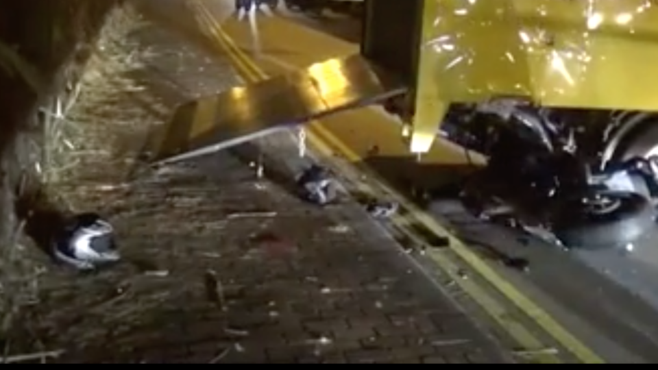 A screenshot of footage of the crash scene recorded by on.tv