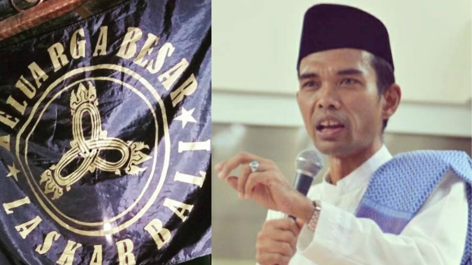 Left: The Laskar Bali flag. Right: Ustadz Abdul Somad/Wikimedia Commons