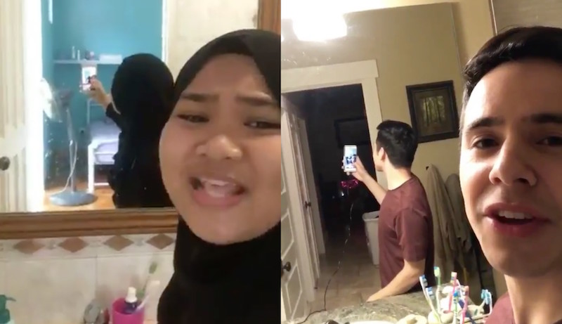 Screengrab from @irnyirdina and @DavidArchie Twitter videos