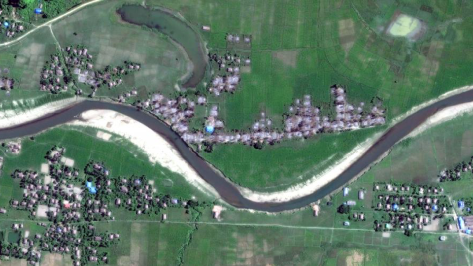 Satellite imagery of four villages in Maungdaw township, northern Rakhine State, that were burned between November 25 and  December 2, 2017. Photo: Digital Globe