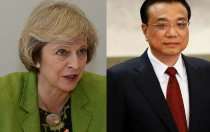 Pictures of Chinese Premier Li Keqiang and British PM Theresa May. Source: Facebook