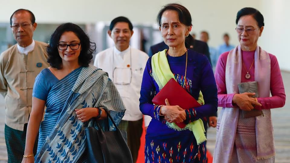 State Counsellor Aung San Suu Kyi arrives in India on Jan. 25, 2018. Photo: State Counsellor Office