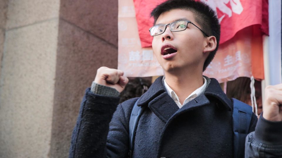Joshua Wong outside court yesterday. Picture: Facebook