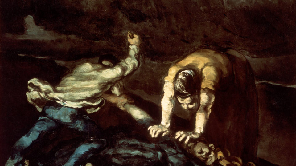 Cézanne’s The Murder, capturing the dark essence of a murder most foul, oil on canvas, blood on hands