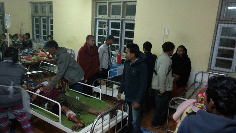 Injured protesters receive treatment at the Mrauk-U hospital on Jan. 16, 2018. Photo: Than Htike Phyo / RiA