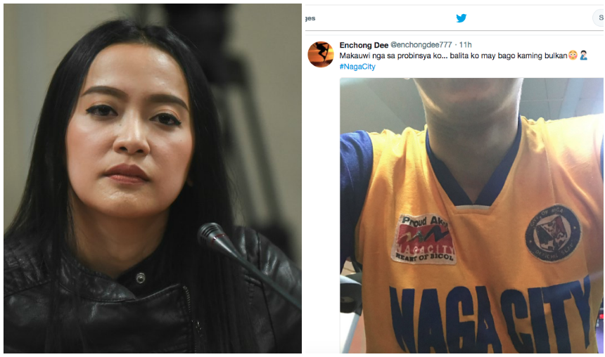 Mocha Uson (left, photo from ABS-CBN News) and a screenshot of Enchong Dee’s tweet (right). 