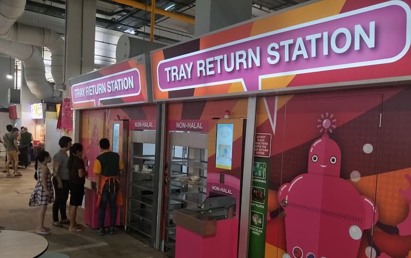 The tray return station at Marsiling Mall Hawker Centre. Photo: Facebook
