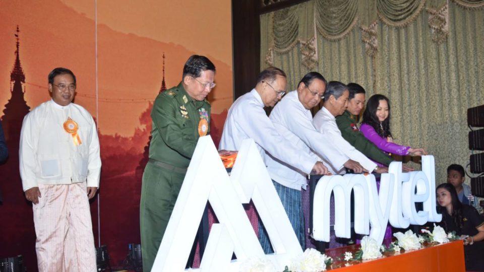 Myanmar army chief Min Aung Hlaing presides over the launch of MyTel in Naypyidaw on Fab. 12, 2018. Photo: Office of the Commander-in-Chief