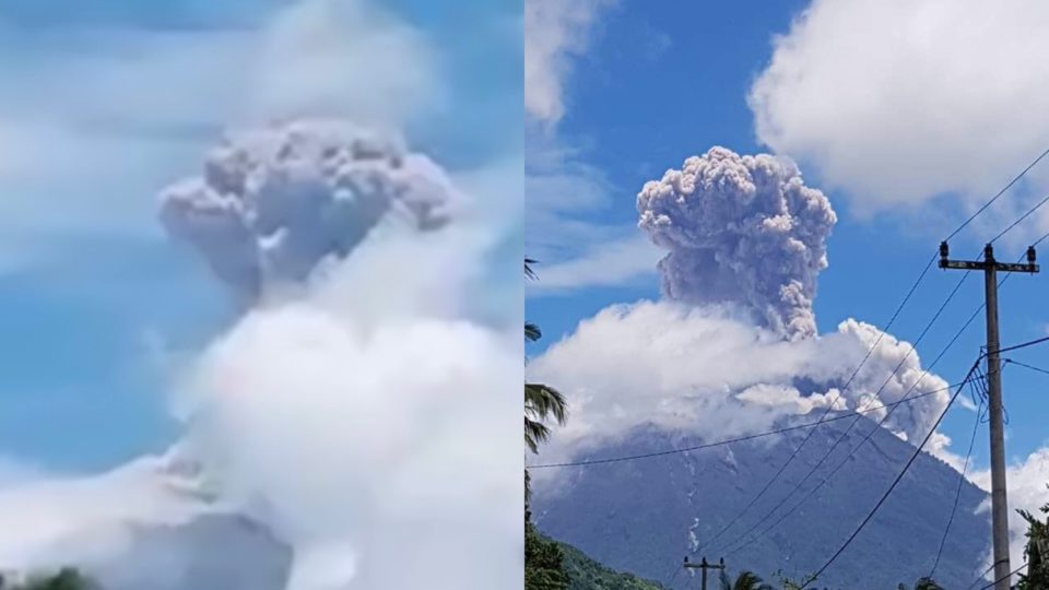 Mount Agung erupting, as seen on Feb. 13, 2018. Photos via Sutopo Purwo Nugroho/BNPB