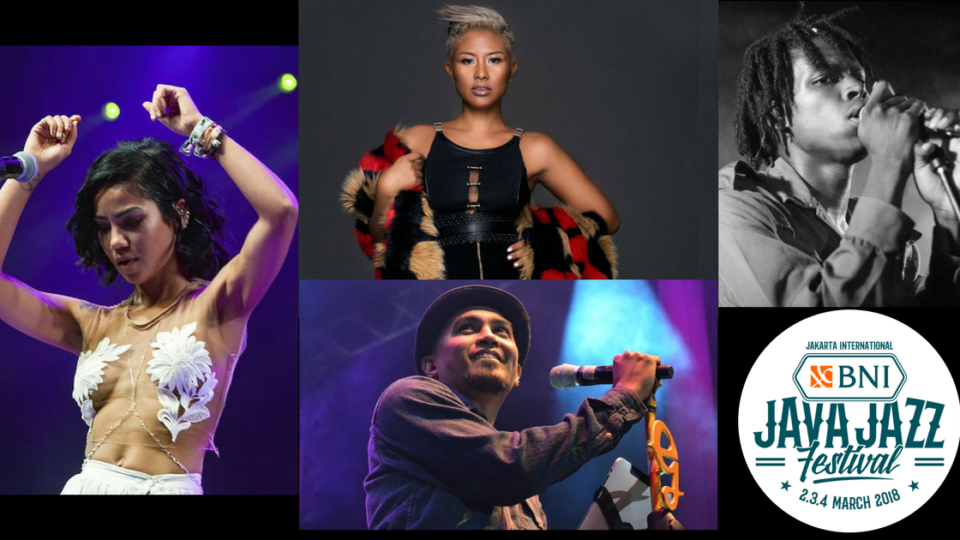 Clockwise from left: Jhené Aiko, Dira Sugandi, Daniel Caesar, Glenn Fredly