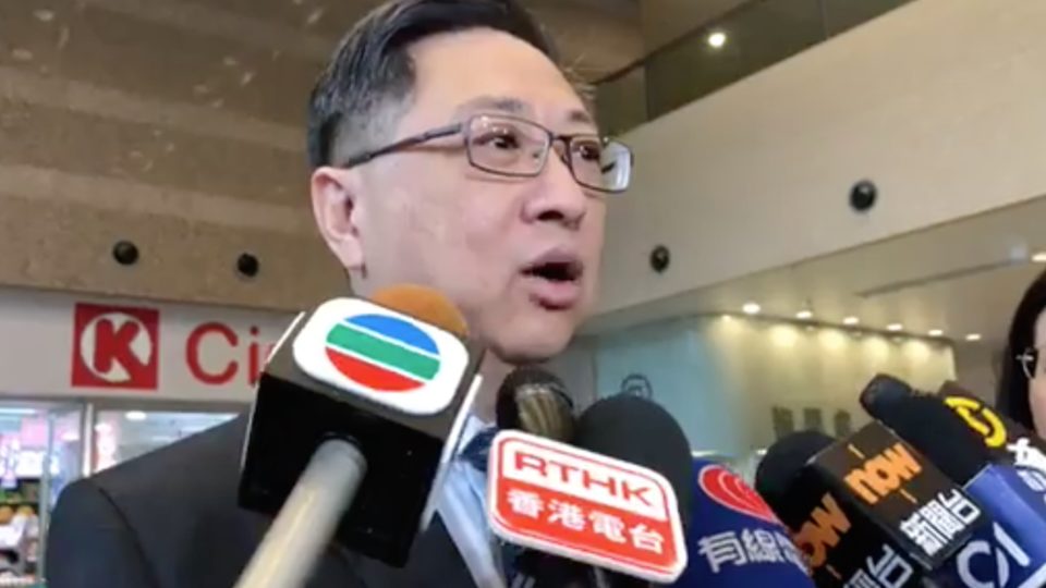 Police commissioner Stephen Lo Wai-chung speaking to reporters this morning