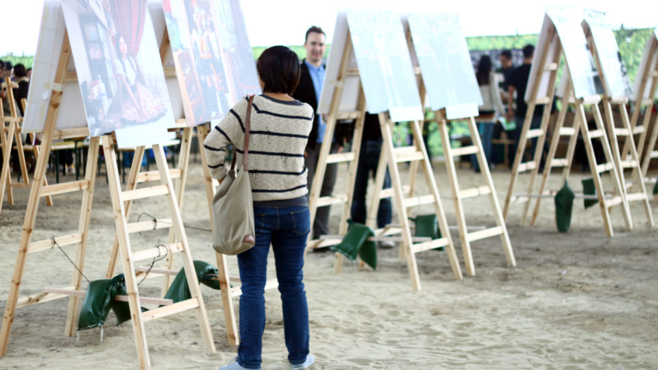 A woman appreciates art in Hong Kong. Picture: Joel Ng