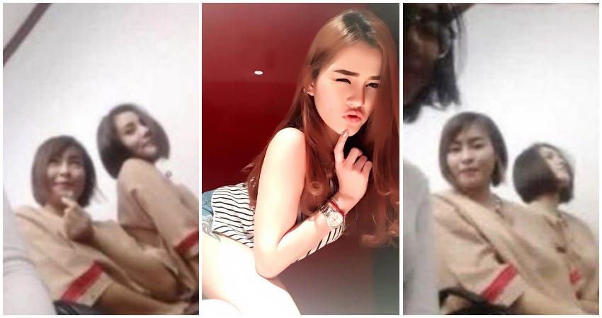 The viral courtroom photos of murder suspects Kawita Rachada, left, and Priyanuch Nonwangchai, right (outside photos), and a photo of Priyanuch from her Facebook page (center).