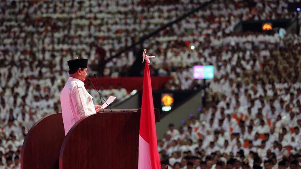 Prabowo Subianto addressing a meeting of the Gerindra Party on October 17, 2017. Photo: @Prabowo / Instagram