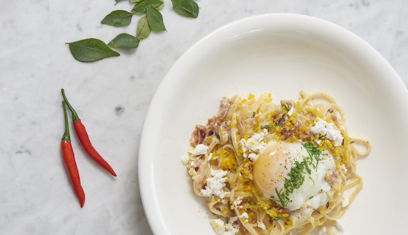 Salted egg carbonara. Photo: SPRMRKT