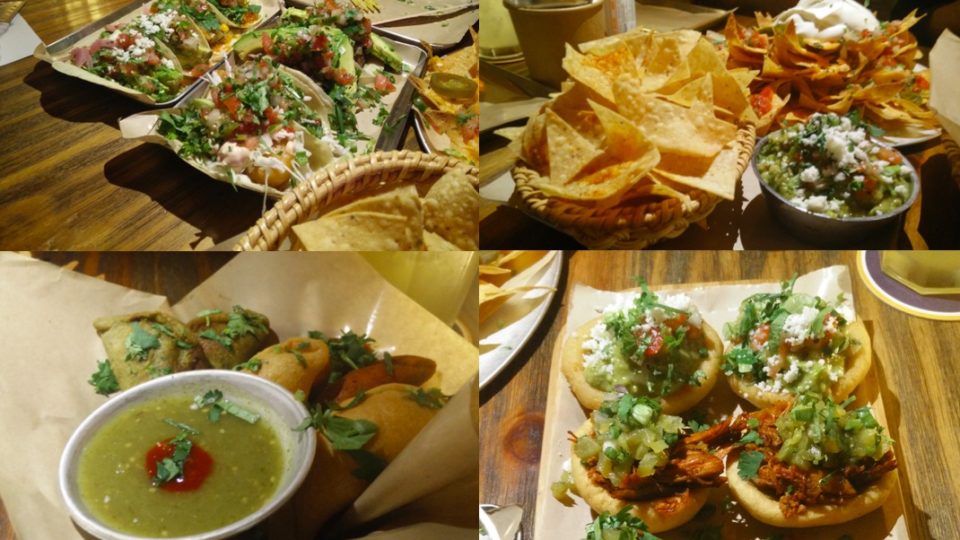(From top left, clockwise) a Agave’s platter of tacos, nacho gringos and guacamole with tortilla chips, chalupas, and empanadas. Photos by Vicky Wong.