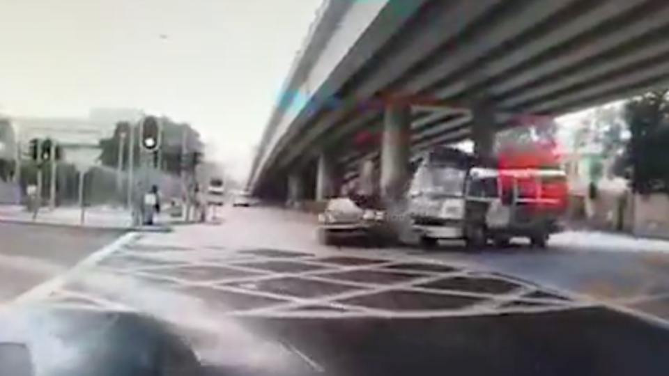 A screen grab from the video of the smash via Apple Daily