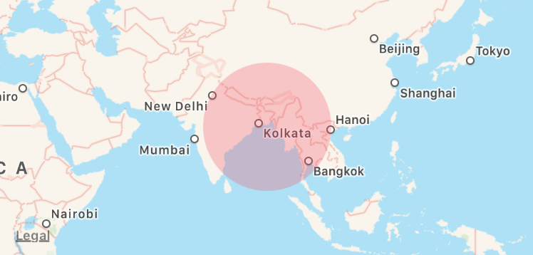The radius of the false Safety Check sent out by Facebook on May 16, 2018.