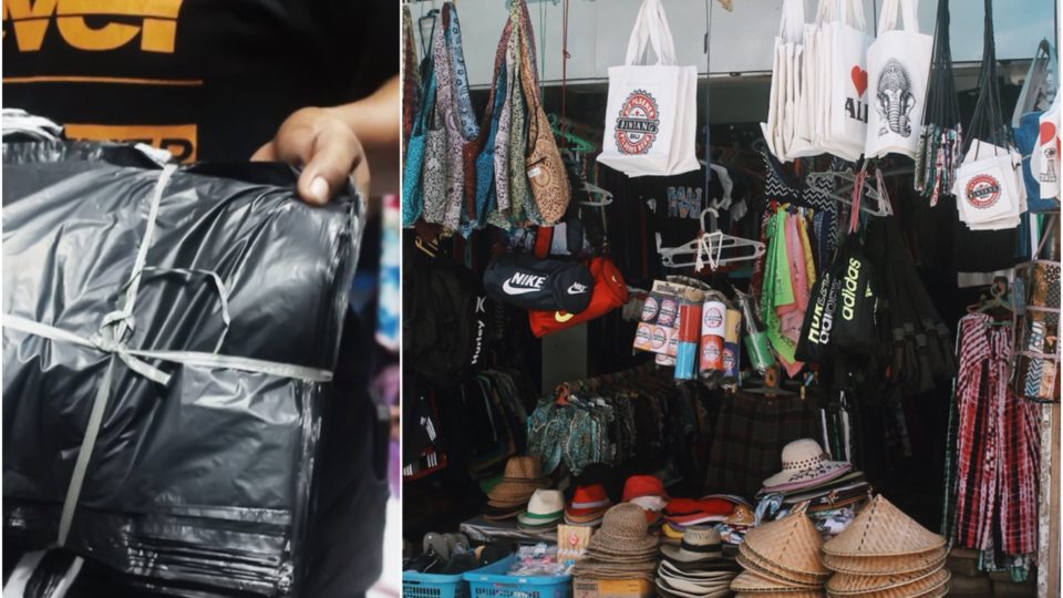 Black is the preferred color for plastic bags of most of Kuta’s shopkeepers. Photo: Coconuts Bali