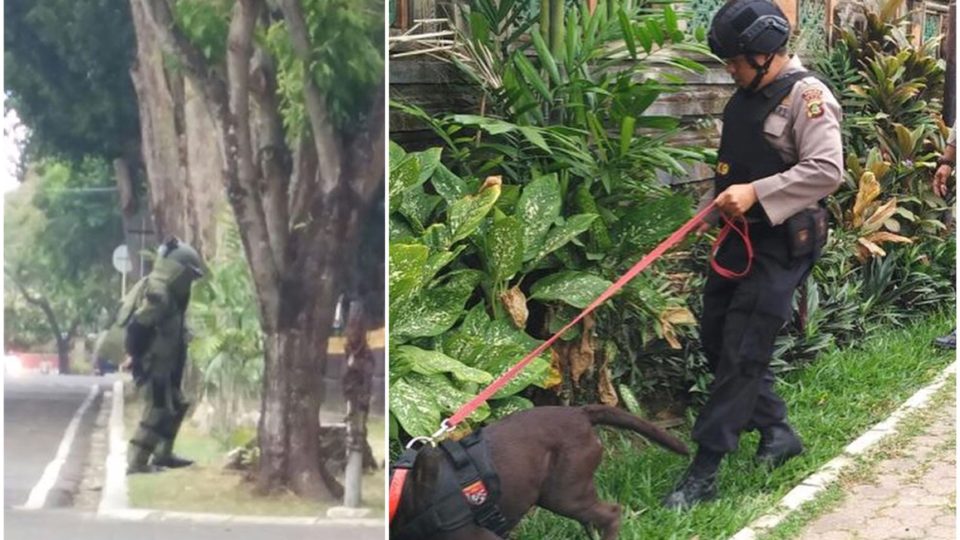 The bomb squad and a K-9 unit checked out the governor’s office this morning. Photos: Direktorat Sabhara Polda Bali