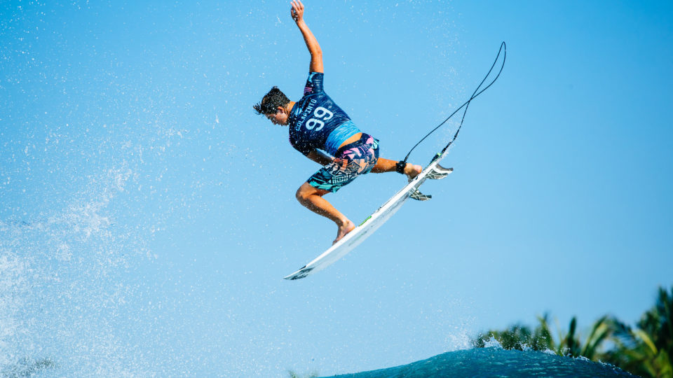 Griffin Colapinto flying in Keramas. Photo courtesy of WSL
