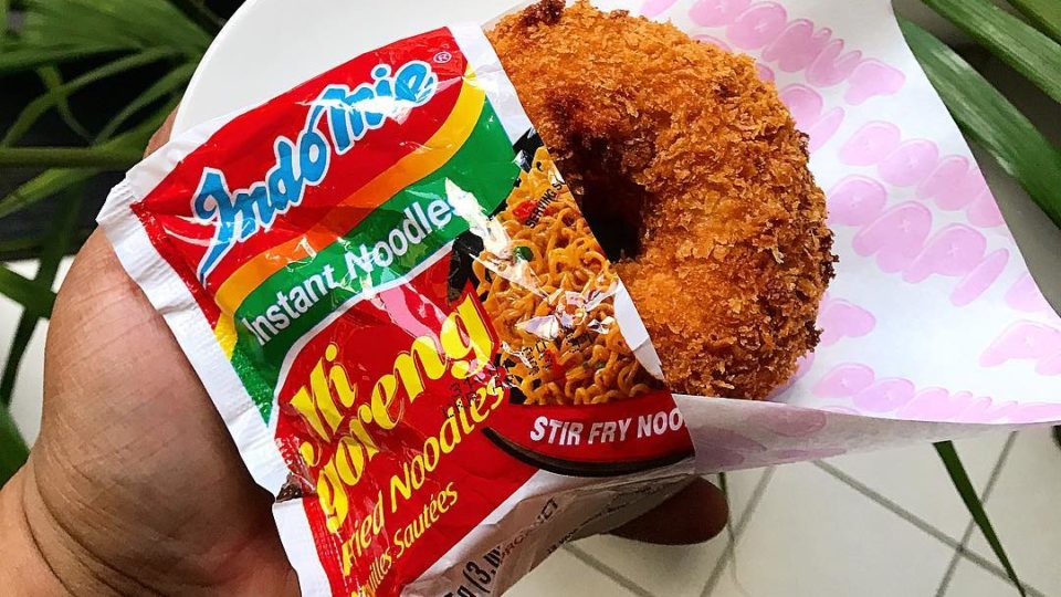 The Indomie Goreng donut being sold this weekend by Donut Papi in Sydney. Photo: @donutpapi / Instagram