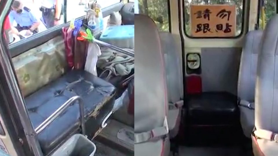One minibus driver was arrested for adding two footstools on his bus as extra seats. Screengrab via Apple Daily video.