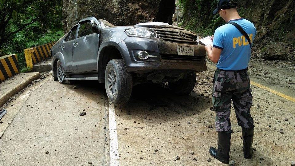 Scene of the accident, which happened on Kennon Road. Screenshot via the Facebook page of the Tuba Municipal Police Station.