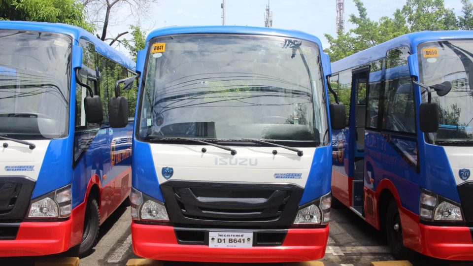 The modernized jeepneys launched by the Department of Transport and the Land Transportation Franchising and Regulatory Board and which will be operated by the Senate employees’ cooperative. Photo via DOTr’s Facebook.