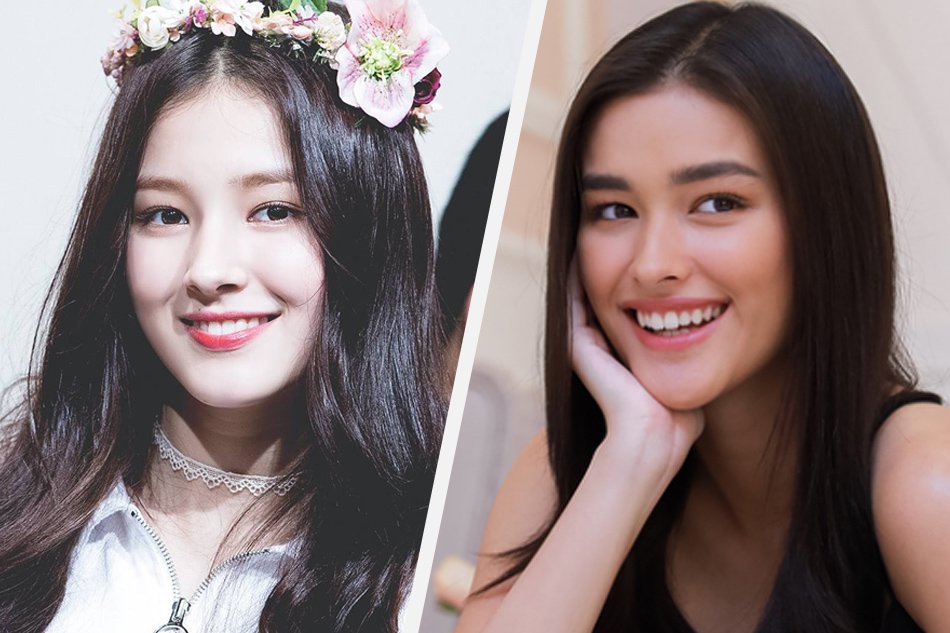 Long lost sisters? Momoland's Nancy (left) and Filipino actress Liza Soberano. Photo via ABS-CBN.