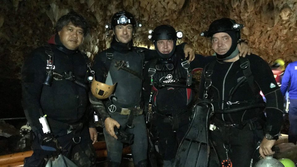 The team: Ben, Vsevolod and Maksym in Luang Cave (Photo courtesy of Maksym Polejaka)
