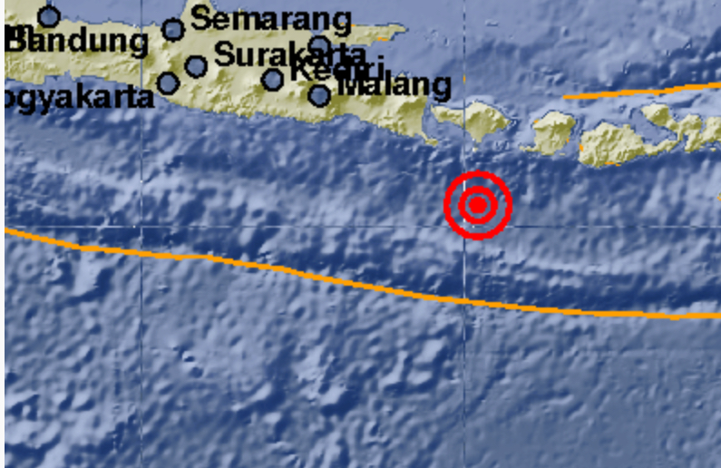 A shake map of the July 3, 2018 earthquake measuring 5.0 on the Richter Scale. Source: BMKG