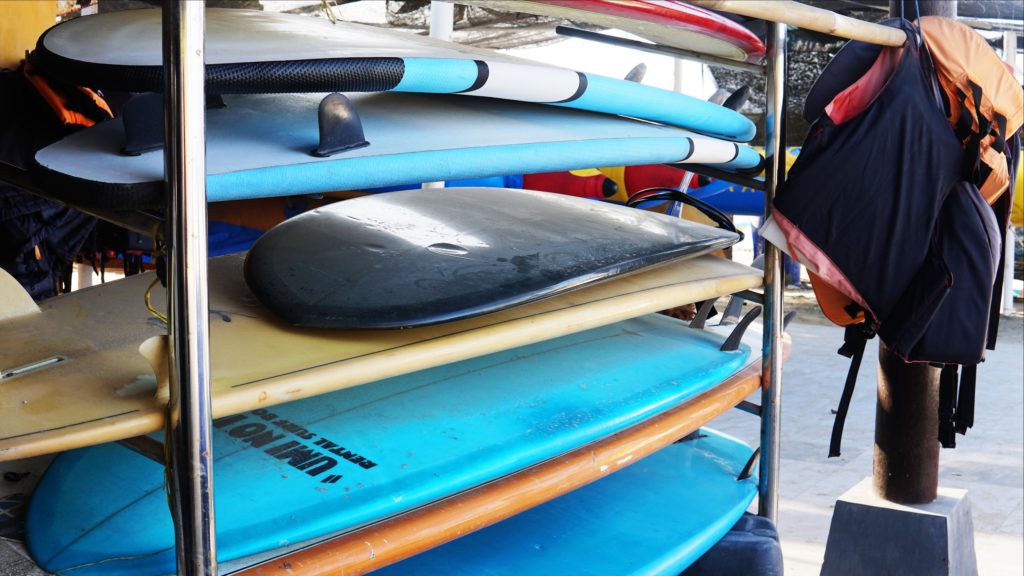 Surfboards gather dust at Serangan. Photo: Jan Glenn/Coconuts Bali