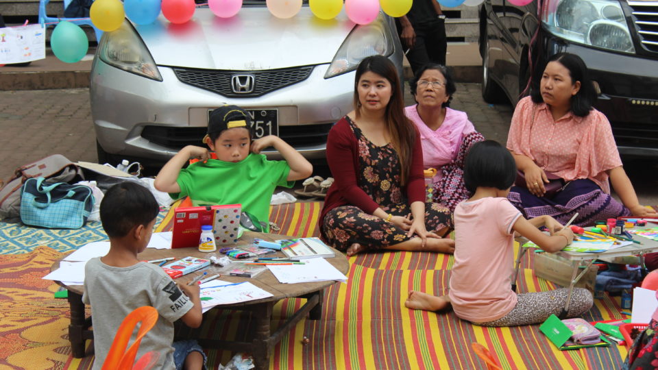 Yangon residents attend a street festival on Dec. 8, 2017. Photo: Jacob Goldberg